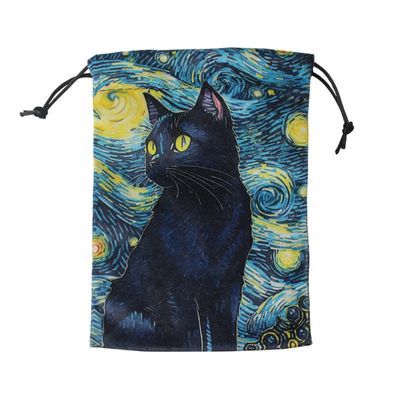 Van Gogh Cat Velvet Tarot Bag