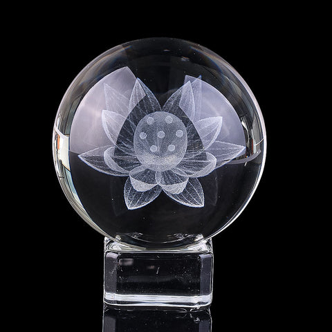 Lampada a sfera di cristallo di loto incisa al laser 3D - Elegante decorazione per la casa