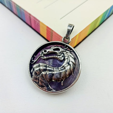 Crystal Gemstone Dragon Pendant Necklace