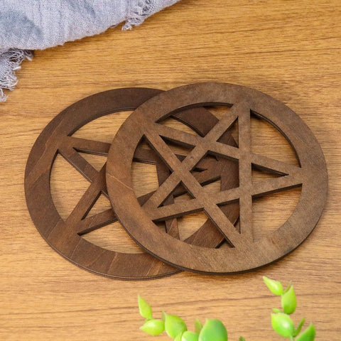 Wooden Pentagram Coaster and Crystal Display Base - DIY Magic Circle Decor
