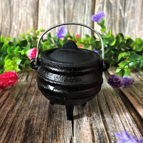 Mini Cast Iron Vintage Cauldron - Triple-Leg Burning Pot and Wax Melting Holder