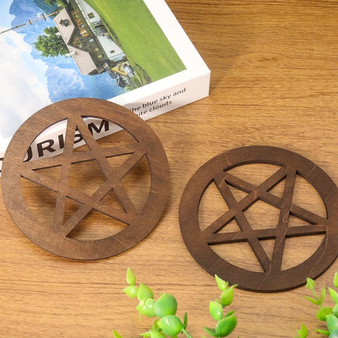 Wooden Pentagram Coaster and Crystal Display Base - DIY Magic Circle Decor