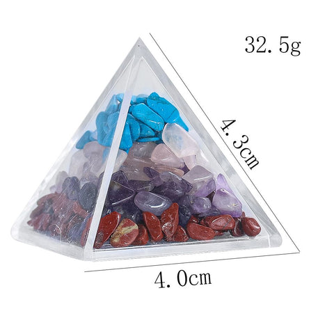 Amethyst and Tourmaline Energy Stone Pyramid - Acrylic Orgone Crystal Purification Decor
