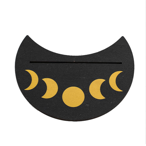 Black Crescent Moon Wooden Tarot Mat and Crystal Holder 🌙✨