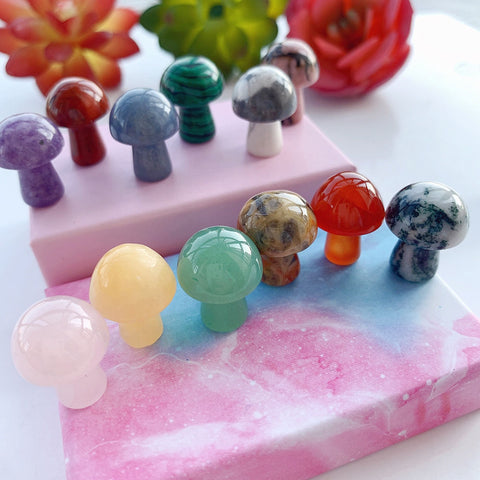 Rainbow Crystal Mushroom Pendulum Set - Agate and Natural Gemstones