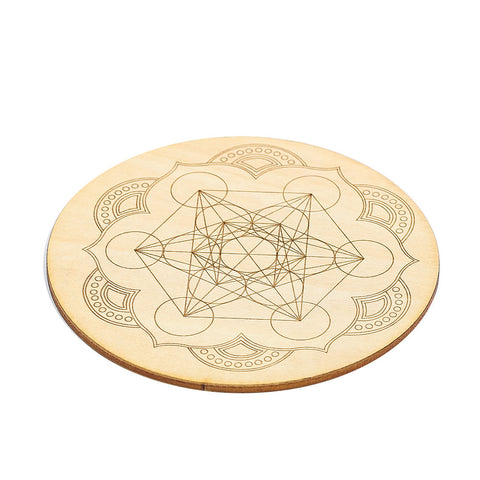 Wooden Geometric David Prophecy Crystal Grid - Engraved Meditation Coaster and Placemat