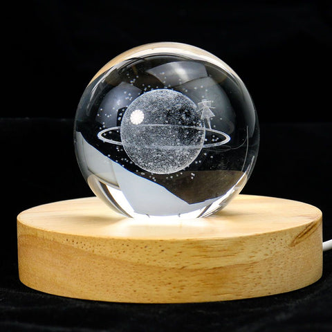 Laser Engraved 3D Saturn Glass Ornament - Creative Gift and Home Decor