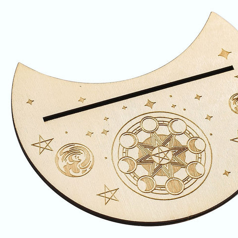 Natural Wood Crescent Moon Card Mat and Display Stand 🌙✨