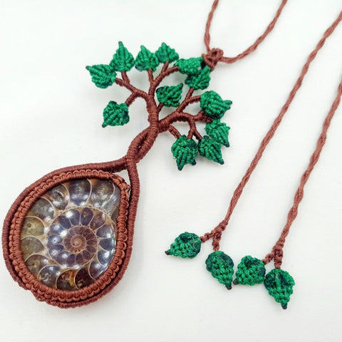 Handcrafted Weathered Shell Tree of Life Pendant - Adjustable Necklace