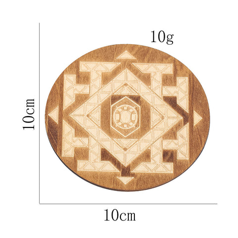 Laser Engraved Wooden Coaster - Geometric Cross Crystal Base