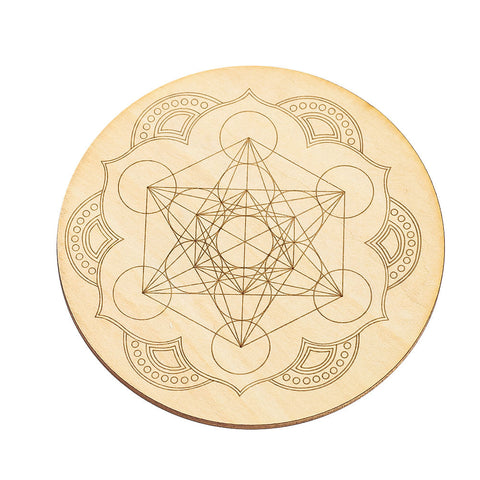 Wooden Geometric David Prophecy Crystal Grid - Engraved Meditation Coaster and Placemat