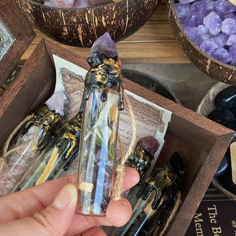 Natural Crystal Test Tube Wish Bottles - DIY Colorful Stone Ornaments