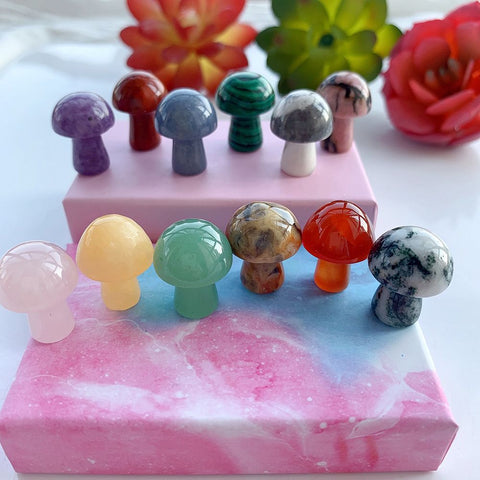 Rainbow Crystal Mushroom Pendulum Set - Agate and Natural Gemstones