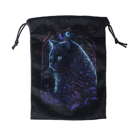 Mystic Black Cat Velvet Tarot Bag