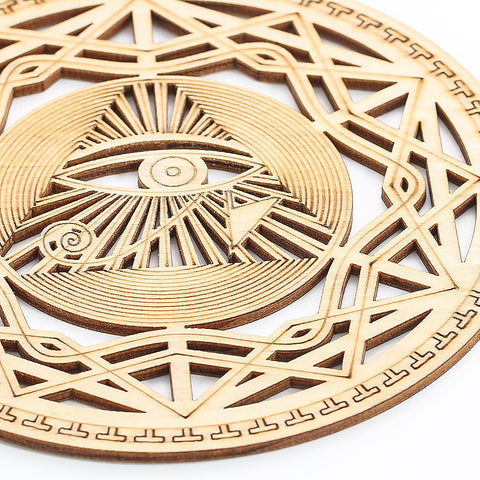 5.5" Hexagonal Metatron Zodiac Copper Plate with Golden Vintage Candle Holder - Lucky Home Decor