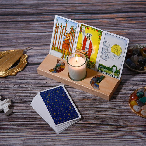 Natural Wood Tarot Card Stand - Classic Waite Tarot Deck Display